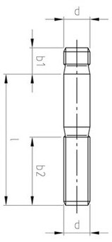 Таблица характеристик: Шпилька DIN 938 титановая Gr2, Gr5, ввинчиваемый конец = 1d DIN 938 