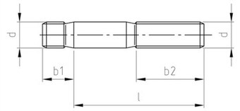Таблица характеристик: Шпилька DIN 939 Gr2 Gr5 , ввинчиваемый конец = 1.25d