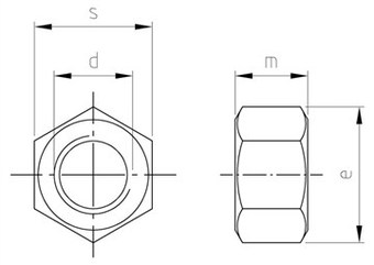 Таблица характеристик: Гайка шестигранная с мелкой резьбой DIN 934 титановая Gr 2 , GR 5