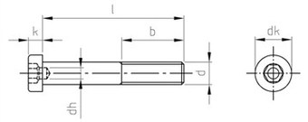 Таблица характеристик: Винт DIN 6912 Gr2 (ВТ1-0), Gr5 (ВТ-6)  титановый с низкой цилиндрической головкой и внутренним шестигранником